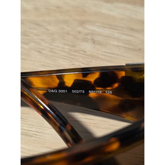 D&G Dolce & Gabbana Tortoise Shell Sunglasses 3001 502/73 65-18-125 Unisex Brown - Picture 5 of 11